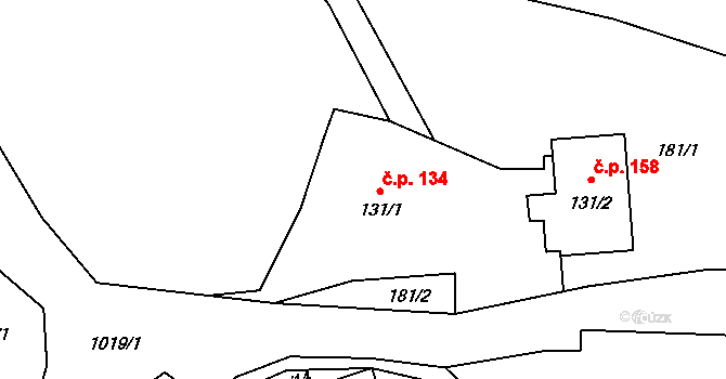 Milešov 134, Velemín na parcele st. 131/1 v KÚ Milešov u Lovosic, Katastrální mapa