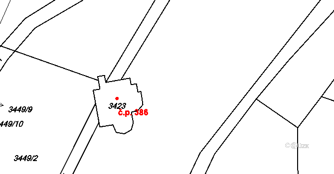 Podmoklice 386, Semily na parcele st. 3423 v KÚ Semily, Katastrální mapa