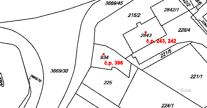 Žichlínské Předměstí 396, Lanškroun na parcele st. 934 v KÚ Lanškroun, Katastrální mapa