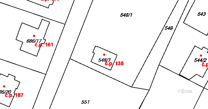 Prstná 135, Petrovice u Karviné na parcele st. 548/3 v KÚ Prstná, Katastrální mapa