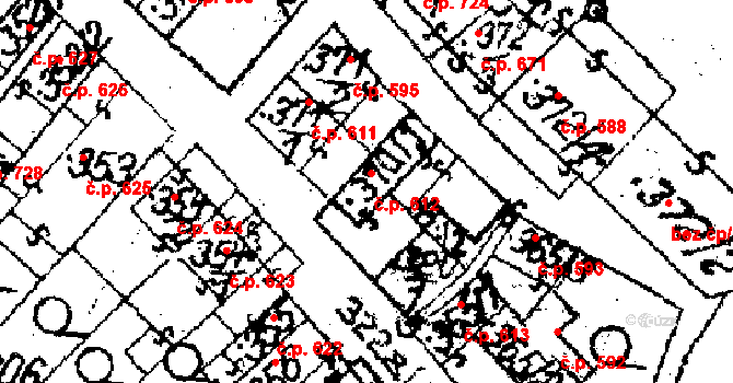 Jaroměřice nad Rokytnou 612 na parcele st. 370/1 v KÚ Jaroměřice nad Rokytnou, Katastrální mapa