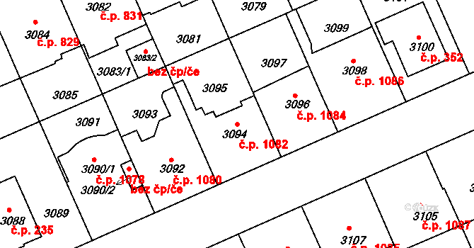 Černá Pole 1082, Brno na parcele st. 3094 v KÚ Černá Pole, Katastrální mapa