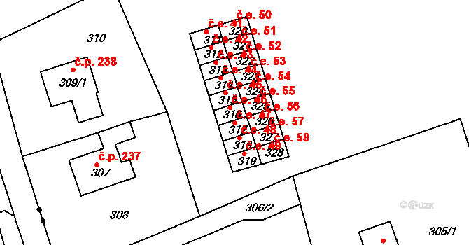 Běhánky 47, Dubí na parcele st. 317 v KÚ Běhánky, Katastrální mapa