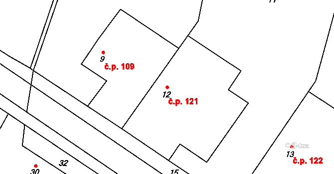 Kratonohy 121 na parcele st. 12 v KÚ Kratonohy, Katastrální mapa