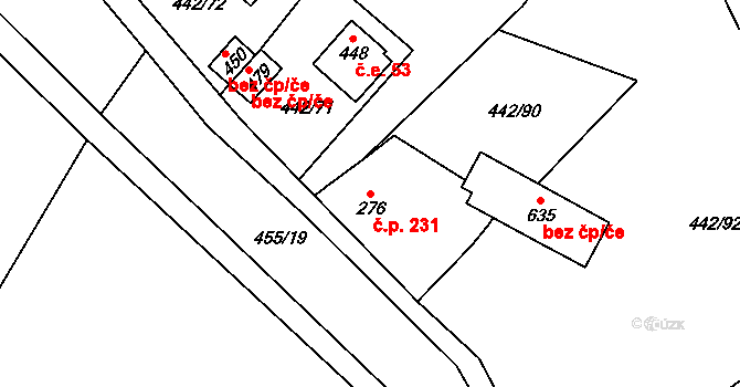 Liběchov 231 na parcele st. 276 v KÚ Liběchov, Katastrální mapa