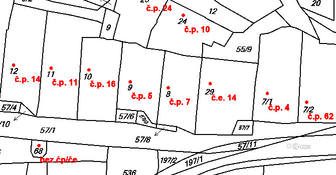 Krchleby 7, Staňkov na parcele st. 8 v KÚ Krchleby u Staňkova, Katastrální mapa