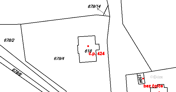 Úšovice 424, Mariánské Lázně na parcele st. 618 v KÚ Úšovice, Katastrální mapa