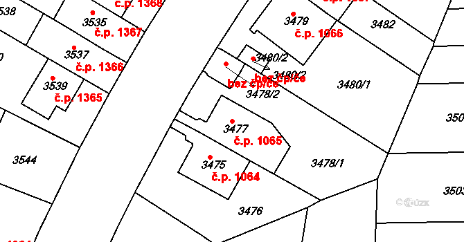 Dejvice 1065, Praha na parcele st. 3477 v KÚ Dejvice, Katastrální mapa