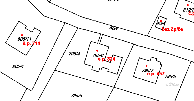 Rumburk 1 324, Rumburk na parcele st. 795/6 v KÚ Rumburk, Katastrální mapa