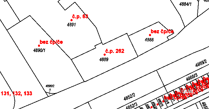 Liberec III-Jeřáb 262, Liberec na parcele st. 4889 v KÚ Liberec, Katastrální mapa