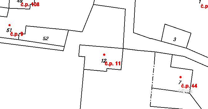 Vlaštovičky 11, Opava na parcele st. 12 v KÚ Vlaštovičky, Katastrální mapa