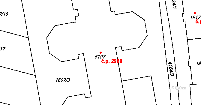 Dvůr Králové nad Labem 2968 na parcele st. 5197 v KÚ Dvůr Králové nad Labem, Katastrální mapa
