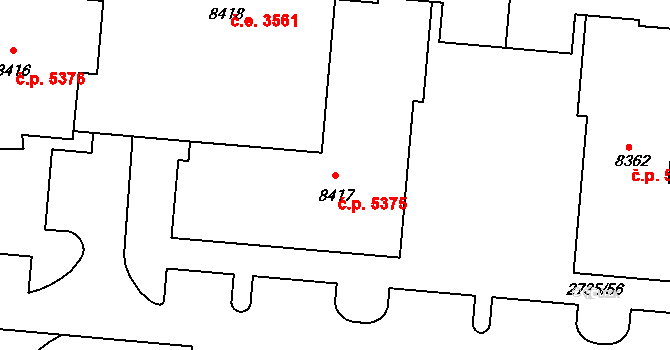 Zlín 5375 na parcele st. 8417 v KÚ Zlín, Katastrální mapa