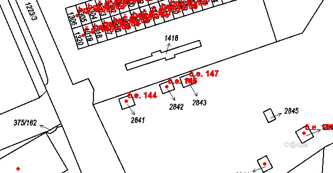 Úšovice 146, Mariánské Lázně na parcele st. 2842 v KÚ Úšovice, Katastrální mapa