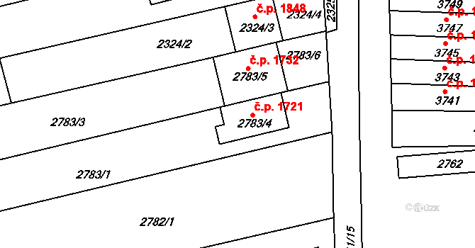Šlapanice 1721 na parcele st. 2783/4 v KÚ Šlapanice u Brna, Katastrální mapa