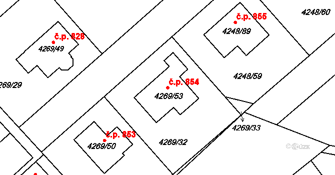Litomyšlské Předměstí 854, Vysoké Mýto na parcele st. 4269/53 v KÚ Vysoké Mýto, Katastrální mapa