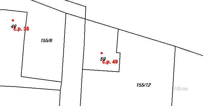 Bošovice 49, Čížová na parcele st. 59 v KÚ Bošovice u Čížové, Katastrální mapa