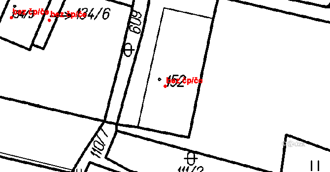 Dlažov 39182037 na parcele st. 152 v KÚ Dlažov, Katastrální mapa