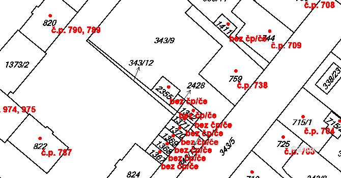 Přeštice 40917037 na parcele st. 2355 v KÚ Přeštice, Katastrální mapa