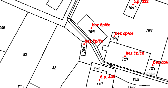 Hodonice 40969037 na parcele st. 76/4 v KÚ Hodonice, Katastrální mapa