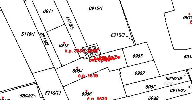 Brno 45552037 na parcele st. 6915/5 v KÚ Židenice, Katastrální mapa