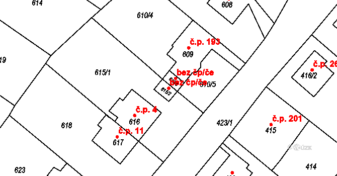 Děčín 49087037 na parcele st. 615/2 v KÚ Chrochvice, Katastrální mapa