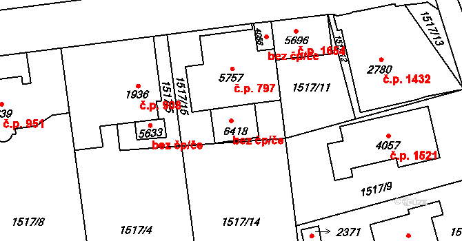 Beroun 50070037 na parcele st. 6418 v KÚ Beroun, Katastrální mapa