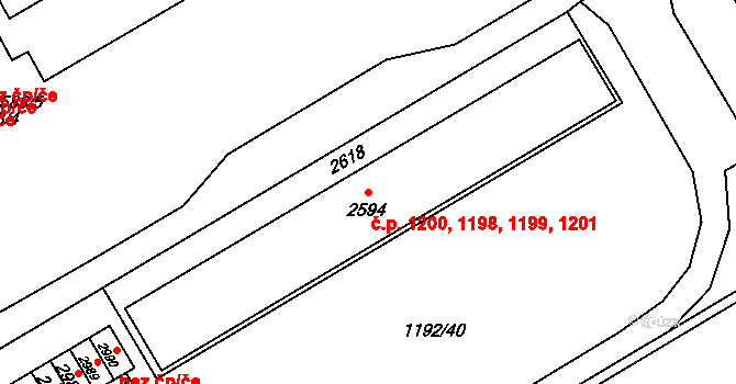 Beroun-Město 1198,1199,1200,1201, Beroun na parcele st. 2594 v KÚ Beroun, Katastrální mapa