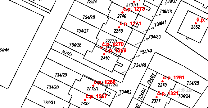 Neratovice 1269 na parcele st. 2410 v KÚ Neratovice, Katastrální mapa