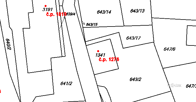 Náchod 1276 na parcele st. 1341 v KÚ Náchod, Katastrální mapa