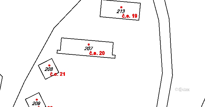 Třemešek 20, Oskava na parcele st. 207 v KÚ Třemešek, Katastrální mapa