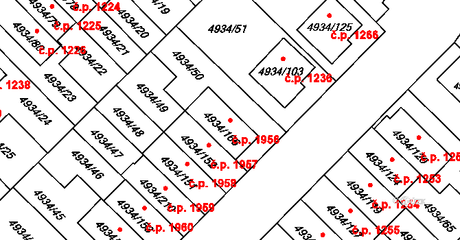 Zábřeh 1956 na parcele st. 4934/166 v KÚ Zábřeh na Moravě, Katastrální mapa