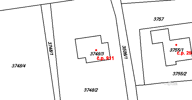 Horní Těrlicko 911, Těrlicko na parcele st. 3748/3 v KÚ Horní Těrlicko, Katastrální mapa