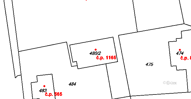 Stonava 1165 na parcele st. 480/2 v KÚ Stonava, Katastrální mapa