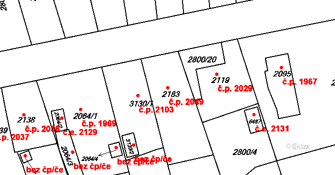 Žatec 2049 na parcele st. 2183 v KÚ Žatec, Katastrální mapa