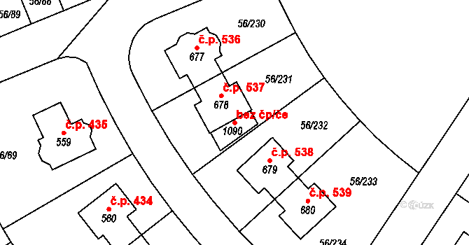 Hovorčovice 92399037 na parcele st. 1090 v KÚ Hovorčovice, Katastrální mapa