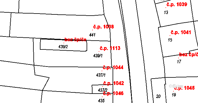 Brumov 1113, Brumov-Bylnice na parcele st. 439/1 v KÚ Brumov, Katastrální mapa