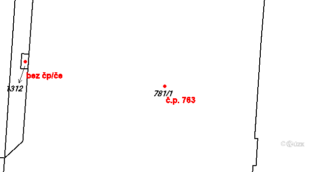 Hrušovany nad Jevišovkou 763 na parcele st. 781/1 v KÚ Hrušovany nad Jevišovkou, Katastrální mapa