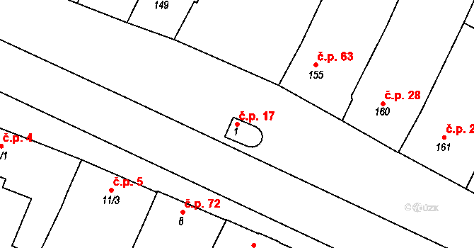 Želatovice 17 na parcele st. 1 v KÚ Želatovice, Katastrální mapa