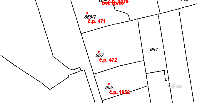 Přerov I-Město 472, Přerov na parcele st. 657 v KÚ Přerov, Katastrální mapa