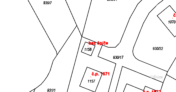 Vrchlabí 118420038 na parcele st. 1158 v KÚ Podhůří-Harta, Katastrální mapa