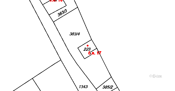 Špičák 17, Železná Ruda na parcele st. 223 v KÚ Špičák, Katastrální mapa