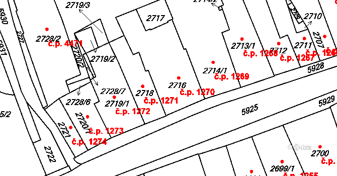 Jihlava 1270 na parcele st. 2716 v KÚ Jihlava, Katastrální mapa