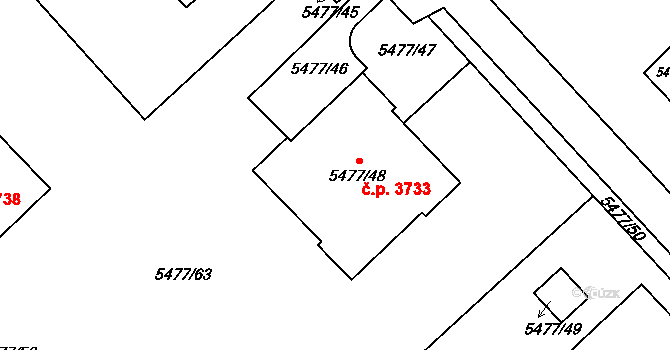 Jihlava 3733 na parcele st. 5477/48 v KÚ Jihlava, Katastrální mapa