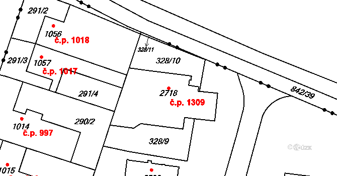 Kyjov 1309 na parcele st. 2718 v KÚ Kyjov, Katastrální mapa
