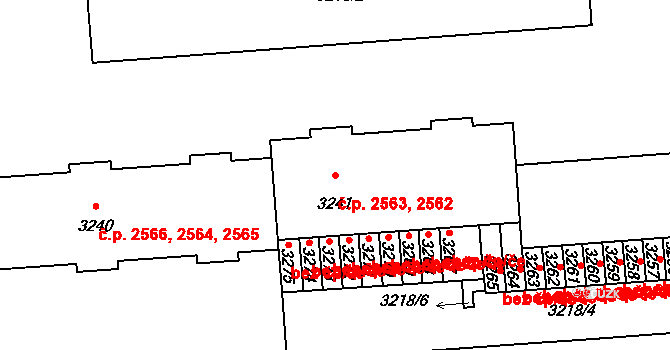 Kročehlavy 2562,2563, Kladno na parcele st. 3241 v KÚ Kročehlavy, Katastrální mapa