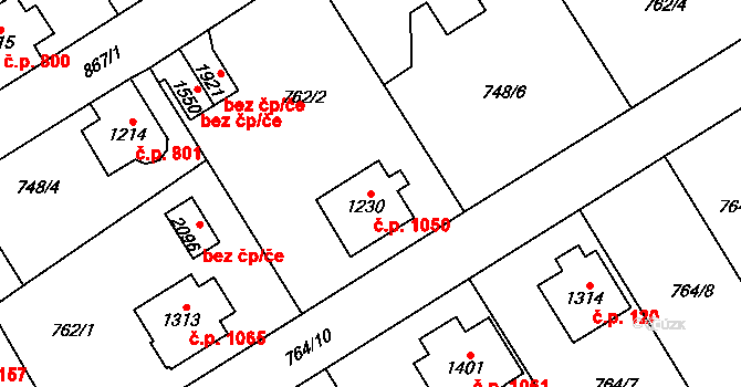 Lomnice nad Popelkou 1050 na parcele st. 1230 v KÚ Lomnice nad Popelkou, Katastrální mapa