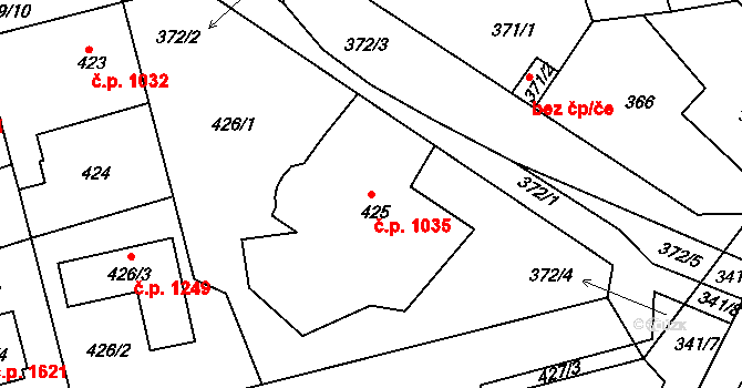 Hořovice 1035 na parcele st. 425 v KÚ Velká Víska, Katastrální mapa