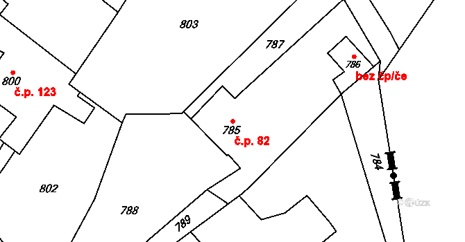 Dolní Marklovice 82, Petrovice u Karviné na parcele st. 785 v KÚ Dolní Marklovice, Katastrální mapa