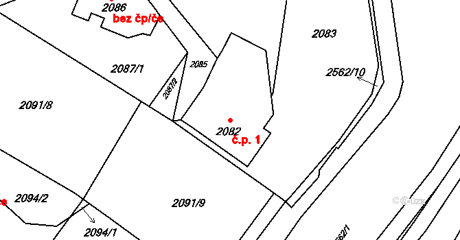 Šunychl 1, Bohumín na parcele st. 2082 v KÚ Nový Bohumín, Katastrální mapa